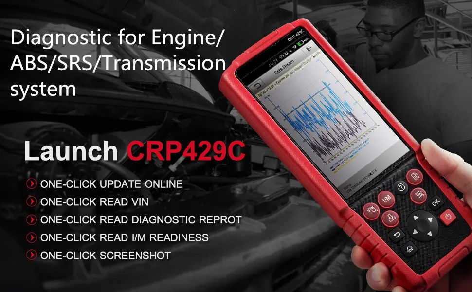 LAUNCH X431 CRP429C автоматический диагностический инструмент для двигателя/ABS/SRS/AT+ 11 сервис CRP 429C OBD2 obdii считыватель кода сканер PK CRP129