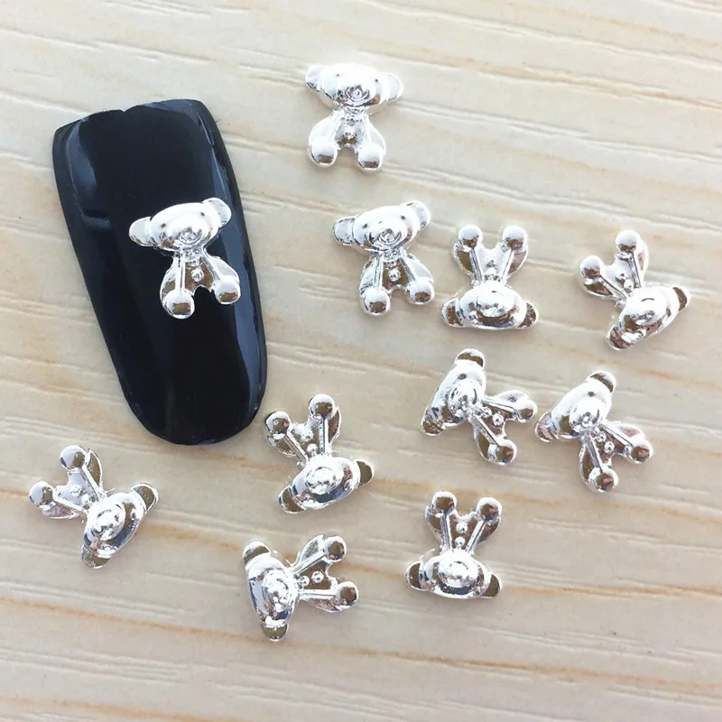 100 шт./пакет Японский Корейский 3D сплав для дизайна ногтей Kawaii Bear DIY металлический ногтей Шарм Дизайн ногтей Инструменты для укладки