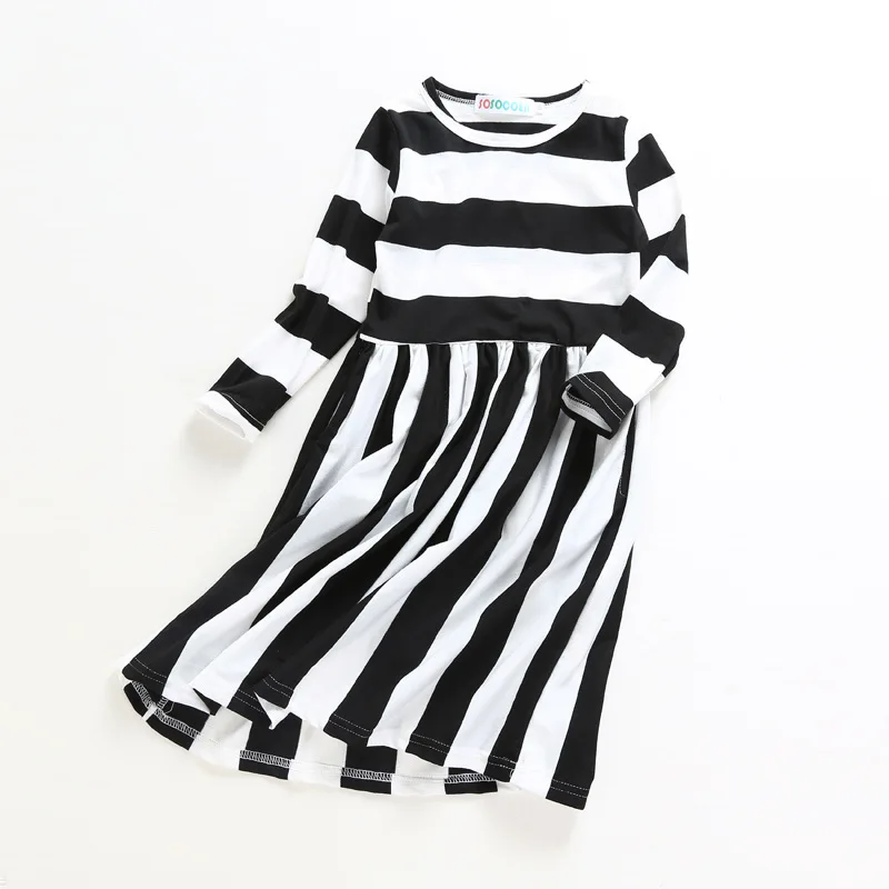 Autumn Winter Mom and Me Dress Long Sleeve Striped Cotton Warm Christmas Family Matching Clothes D0135 | Мать и ребенок