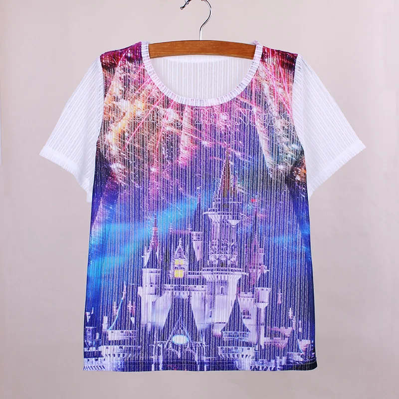 Футболка женская из прозрачной ткани с коротким рукавом и 3D-принтом волшебного