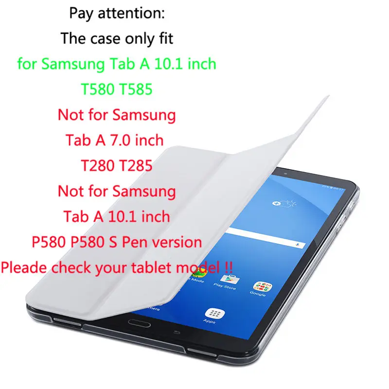 White Чехол для samsung Galaxy Tab A a6 10,1 T585 T580 SM-T580 T580N, умный чехол из искусственной кожи, чехол для планшета+ пленка+ ручка - Цвет: White