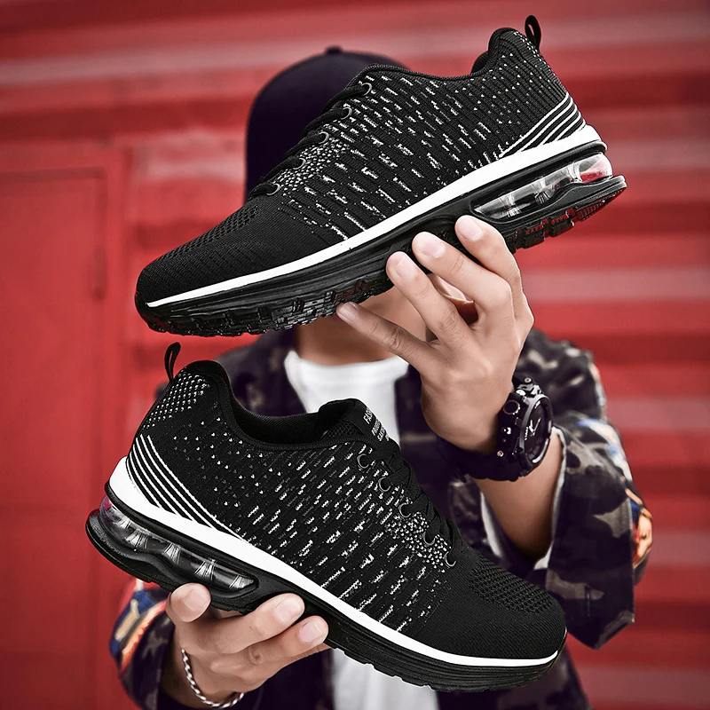 Summer Breathable Mesh Shoes Men Air Cushion Sneakers Running Outdoor Walking Trainer Casual Lace Up Mens Size 45 | Обувь
