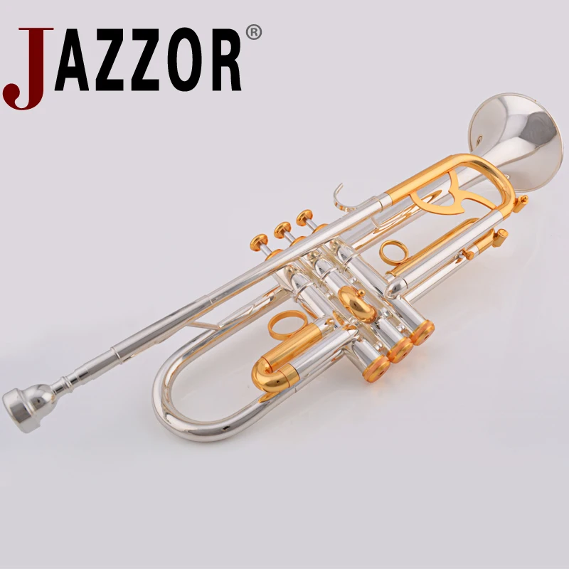 JAZZOR JZTR-800 профессиональная труба B плоская Золотая и Серебряная латунные ветровые