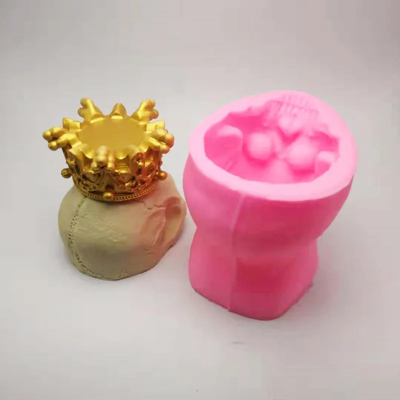Новый товар! 3D Силиконовая форма в виде черепа короны домашний подсвечник
