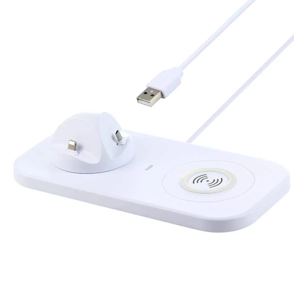3 в 1 Micro/Type C/ISO Зарядное устройство Док станция для беспроводной зарядки USB кабель