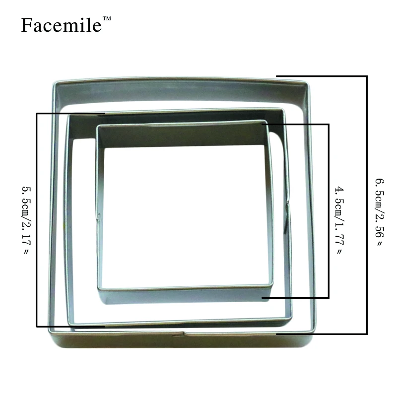 3 шт./компл. набор квадратных резаков для печенья форма из нержавеющей стали