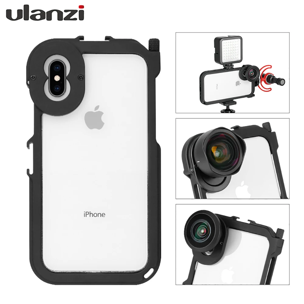 ULANZI металлический бампер рамка Установка клеть для iphone XS MAX с холодным башмаком 1/4