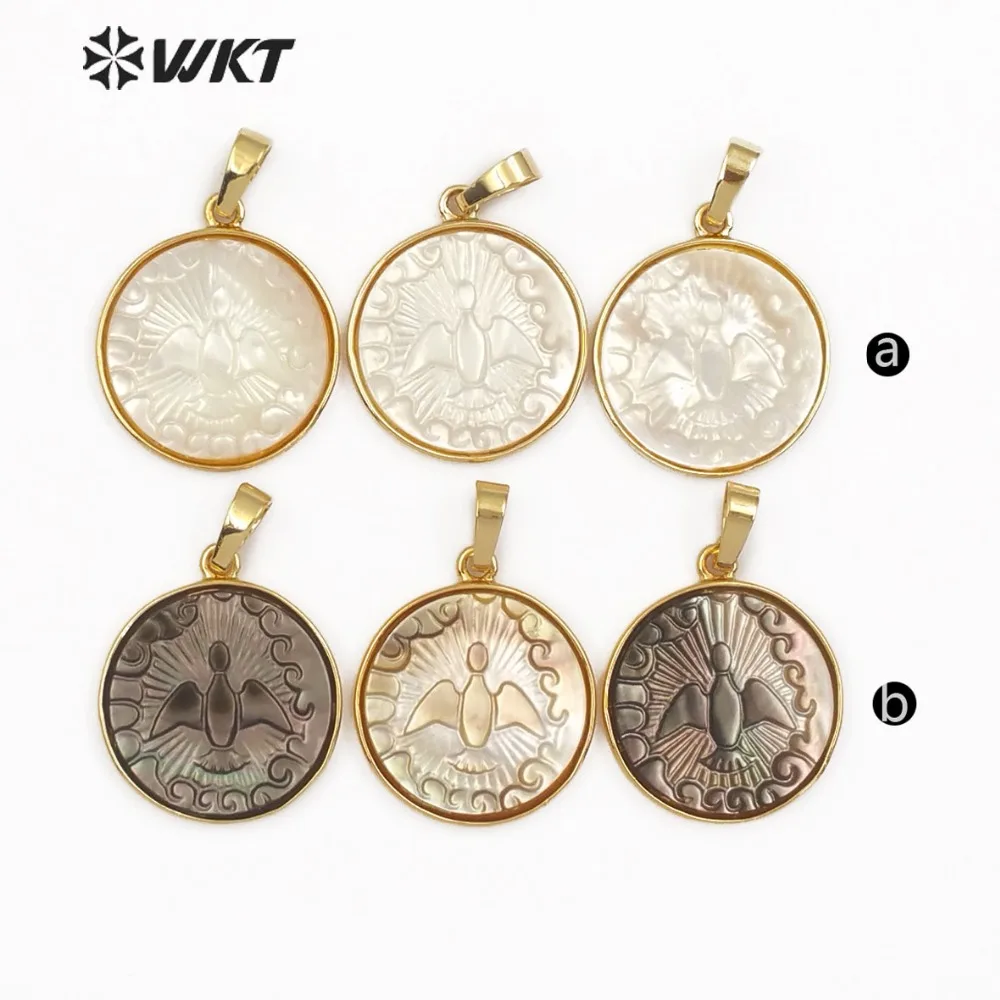 WT-JP091 Natural Pearl Shell Bird Pattern Pendant Gold Bezel Can Be Used As A Necklace Accessories For Women's | Украшения и