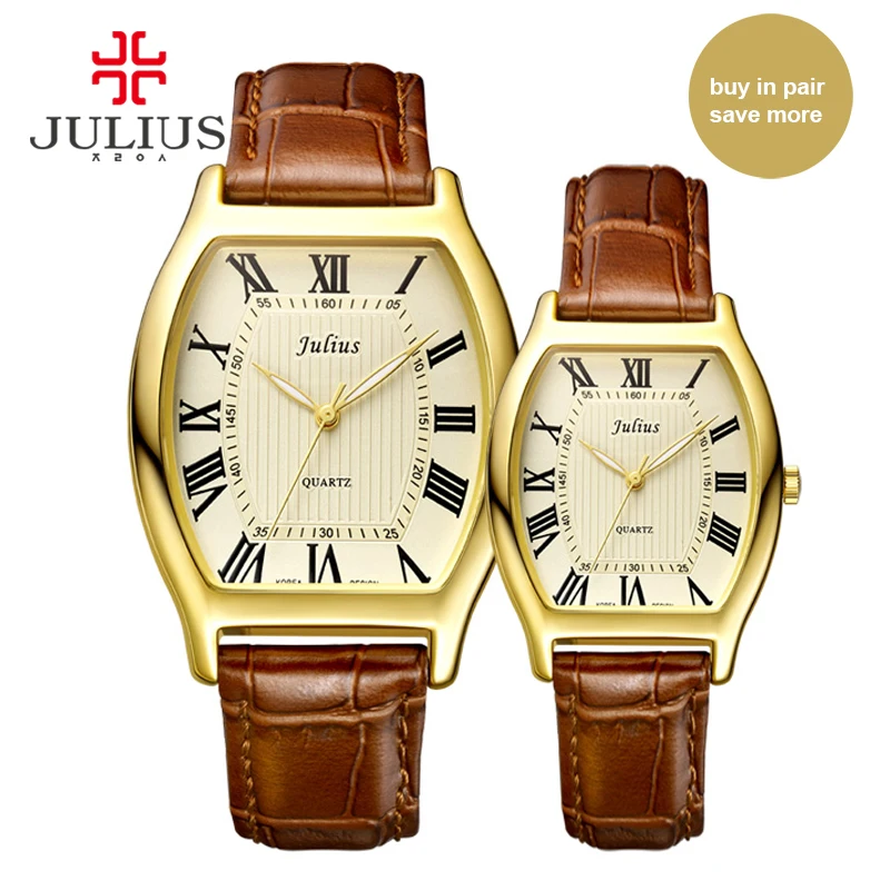Julius JA-703 часы для влюбленных пар классические с римскими цифрами подарка на День