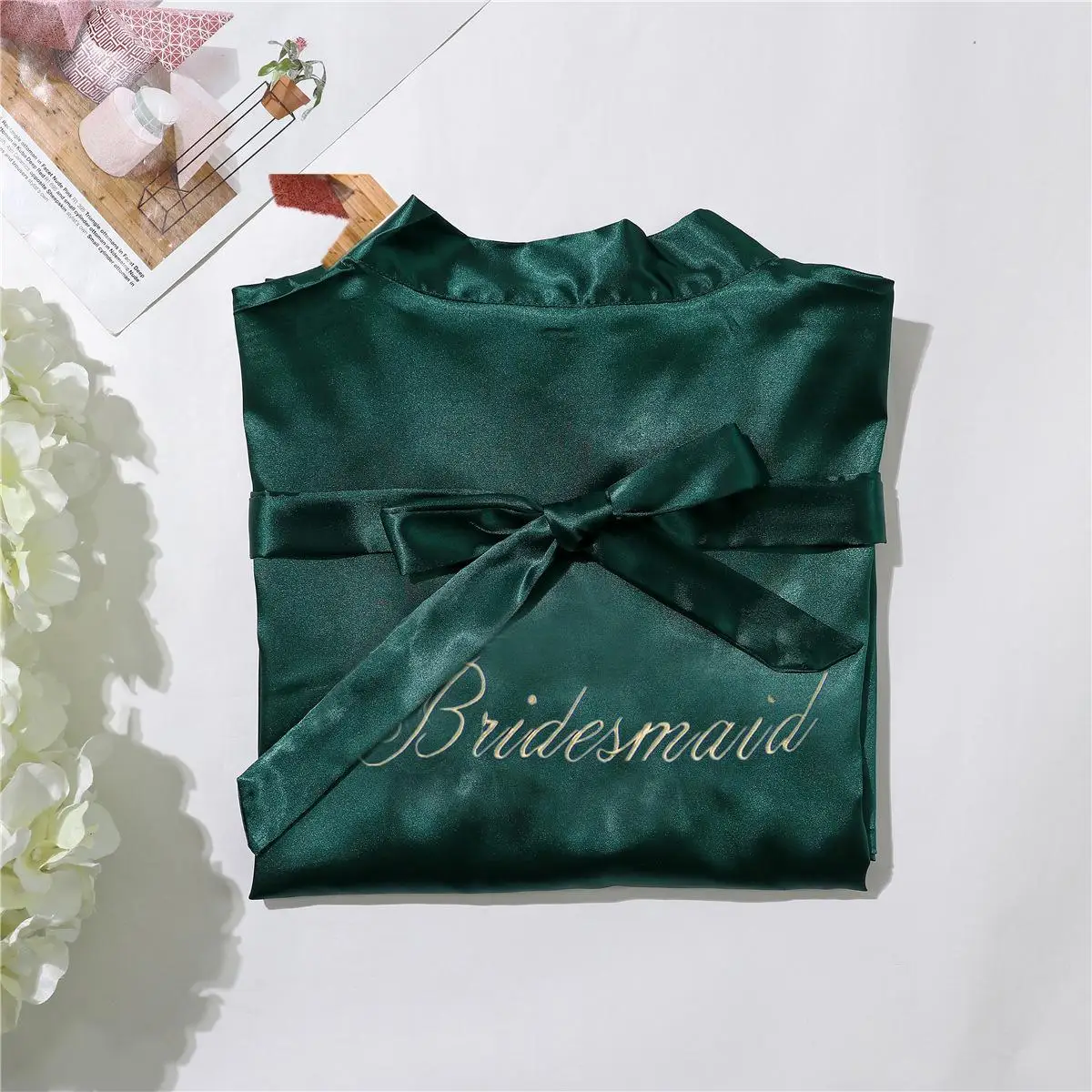 Bridesmaid - Green Свадебное короткое банное платье невесты, новое женское летнее кимоно, ночная рубашка юката, женские пижамы, ночная рубашка, M-XL - Цвет: Bridesmaid - Green