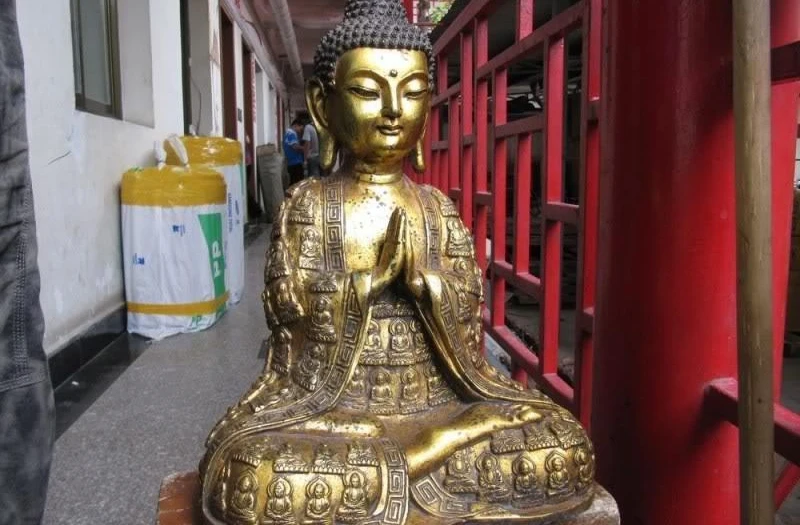 

Free Shipping 17:" Tibet Buddhism Folk Bronze Gild Sakyamuni Tathagata Amitabha Buddha King Statue 42CM Height