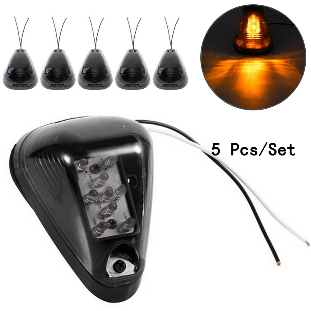

Smoked Lamp Amber Led Cab Roof Running Marker Lights For Ford Car 1999-2016 5pcs/set Black Smoked Lens 12V 6W T10 Connector
