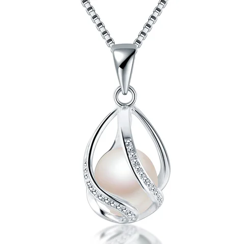 Женское ожерелье из серебра 100% пробы с натуральным пресноводным жемчугом