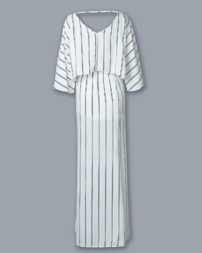 Женский комплект из двух предметов элегантный повседневный костюм в полоску с