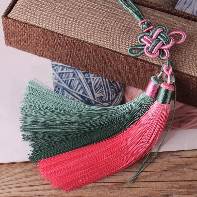 Pink-Green Смешанные цвета китайские узлы льда шелковые кисточки для DIY ювелирных изделий занавеска для дома Швейные аксессуары Автомобильный ключ сумка Подвеска для изготовления кисточкой - Цвет: Pink-Green