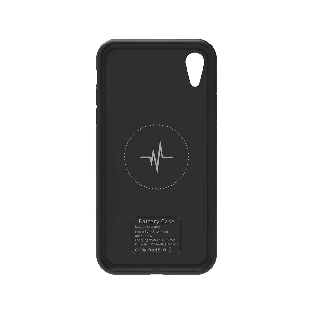 5000 мА-ч, беспроводное зарядное устройство power Bank для iPhone XR чехол-аккумулятор Задний зажим зарядное устройство для телефона Чехол черный