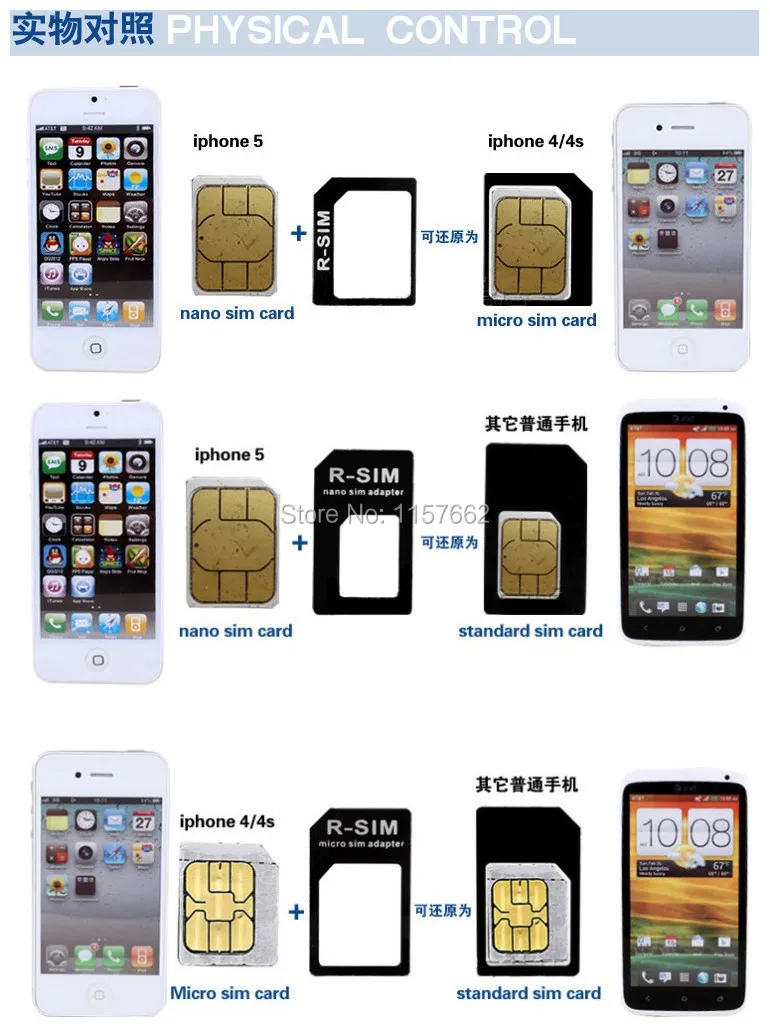 1000 комплектов(4000 шт) 4 в 1 Noosy Nano Micro Sim карта адаптер для извлечения Pin для iPhone 7 6 5 5S для iPhone 6 6plus с розничной коробкой