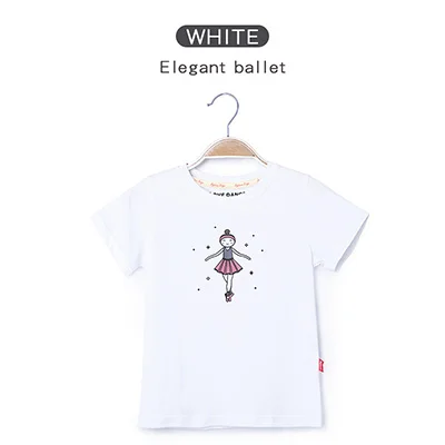 White-elegant ballet Мягкие футболки с принтом для балета и танцев для девочек; летние детские однотонные футболки для танцев; одежда с короткими рукавами для занятий танцами - Цвет: White-elegant ballet