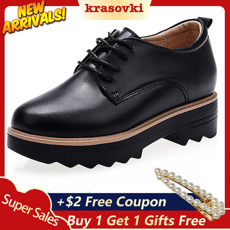 Krasovki/женские туфли оксфорды сезон весна осень модная дышащая обувь на толстой