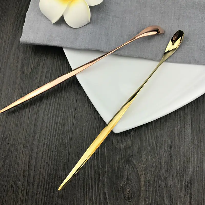 Медовая ложка из чистой меди для смешивания с длинной ручкой кофейная латунные