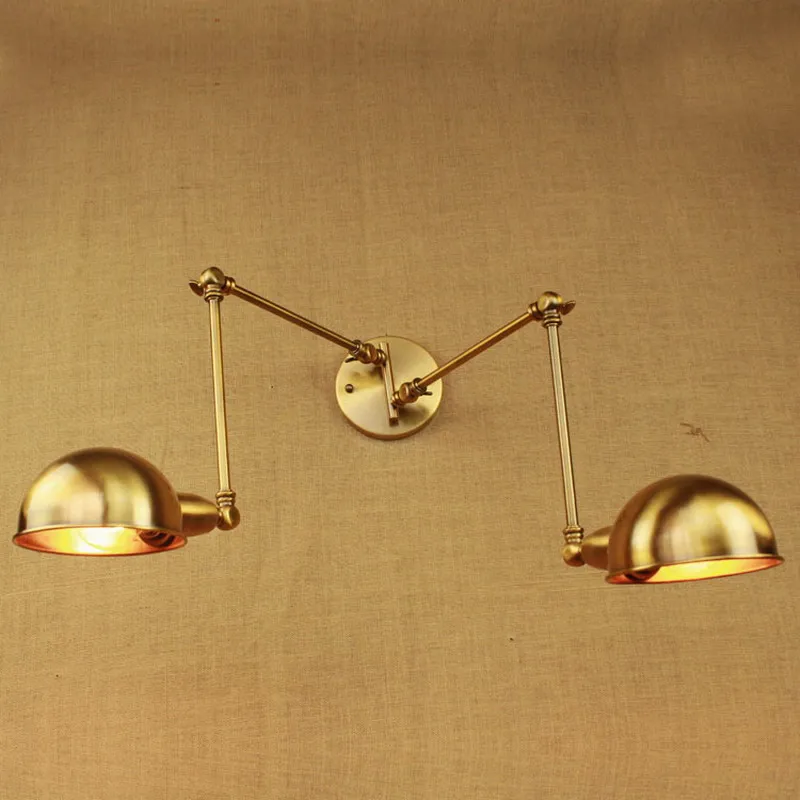 Дизайнерская роскошная винтажная настенная лампа Эдисона из латуни золотистого