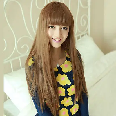 Новых женщин длинные прямые натуральных волос косплей ну вечеринку костюм