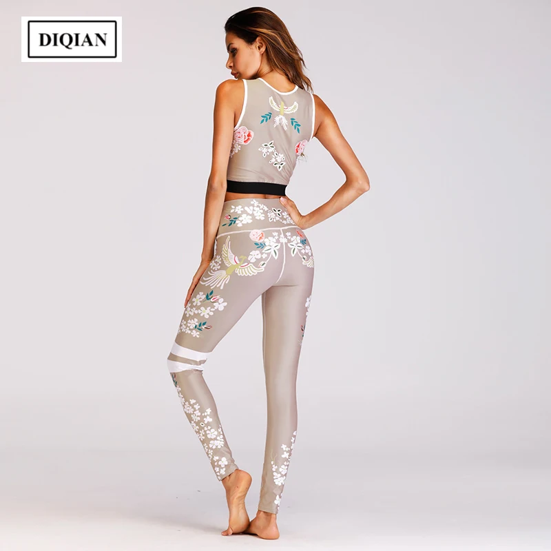 DIQIAN 2019 Новое поступление спортивные наборы для женщин фитнес 2 цвета Femme плотные