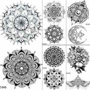 Женские Временные татуировки FANRUI, наклейки, мандала, хна, цветок, племенные тотем поддельный, татуировки, грудь, водостойкие, товары для татуировок