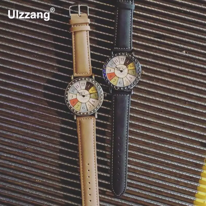 1 шт. Новые Модные Винтажные кожаные кварцевые наручные часы с принтом для мужчин
