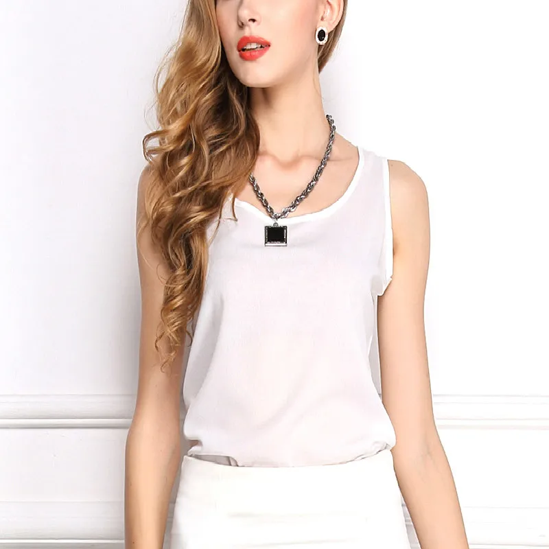 Женский жилет летняя одежда однотонная шифоновая рубашка на бретельках нижняя