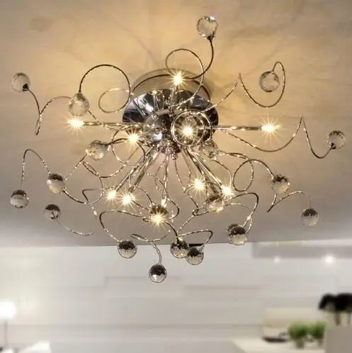 Теплый потолочный светильник хрустальная лампа современный светодиодный для