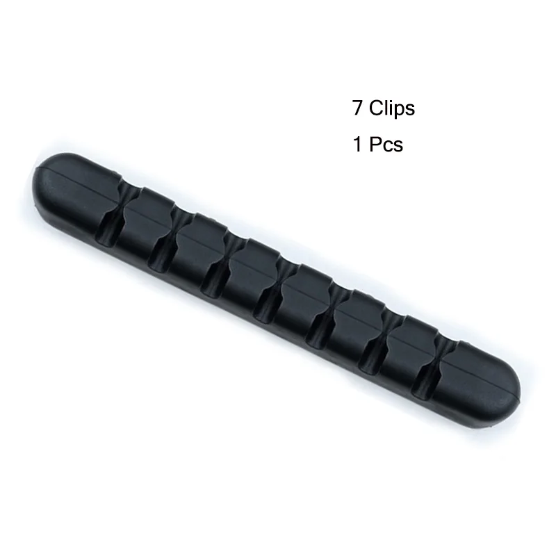 black 7Clips 1PC Кабельный органайзер, держатель с зажимом, настольный держатель для кабеля, силиконовый белый Usb шнур, кабель Fexible Manager для мыши, наушников, наушников - Цвет: black 7Clips 1PC
