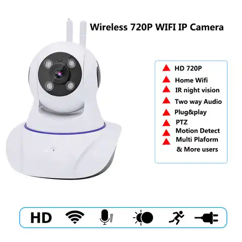 720P панорамирование наклона IP камера безопасности WiFi домашняя CCTV камера с ночным видением двухстороннее аудио P2P Удаленный просмотр