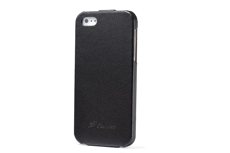 Black Натуральная кожа Вертикальный флип чехол для iPhone 5 5S SE личи стриа натуральная кожа высокое качество с бесплатной защитой экрана - Цвет: Black