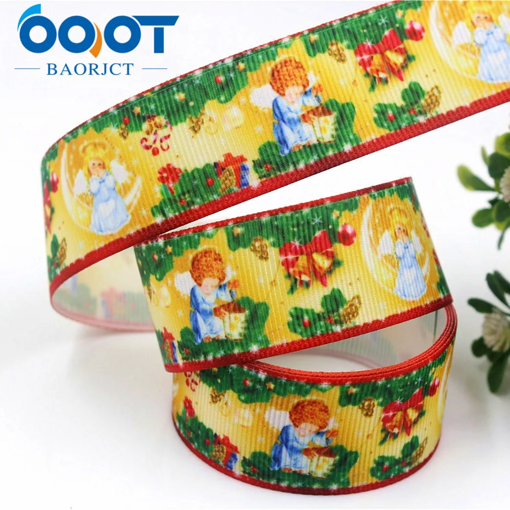 OOOT BAORJCT 178174, 25 мм мультфильм Рождество печатные корсажная лента, аксессуары для одежды Ювелирные изделия, DIY ручной работы подарочная упаковка