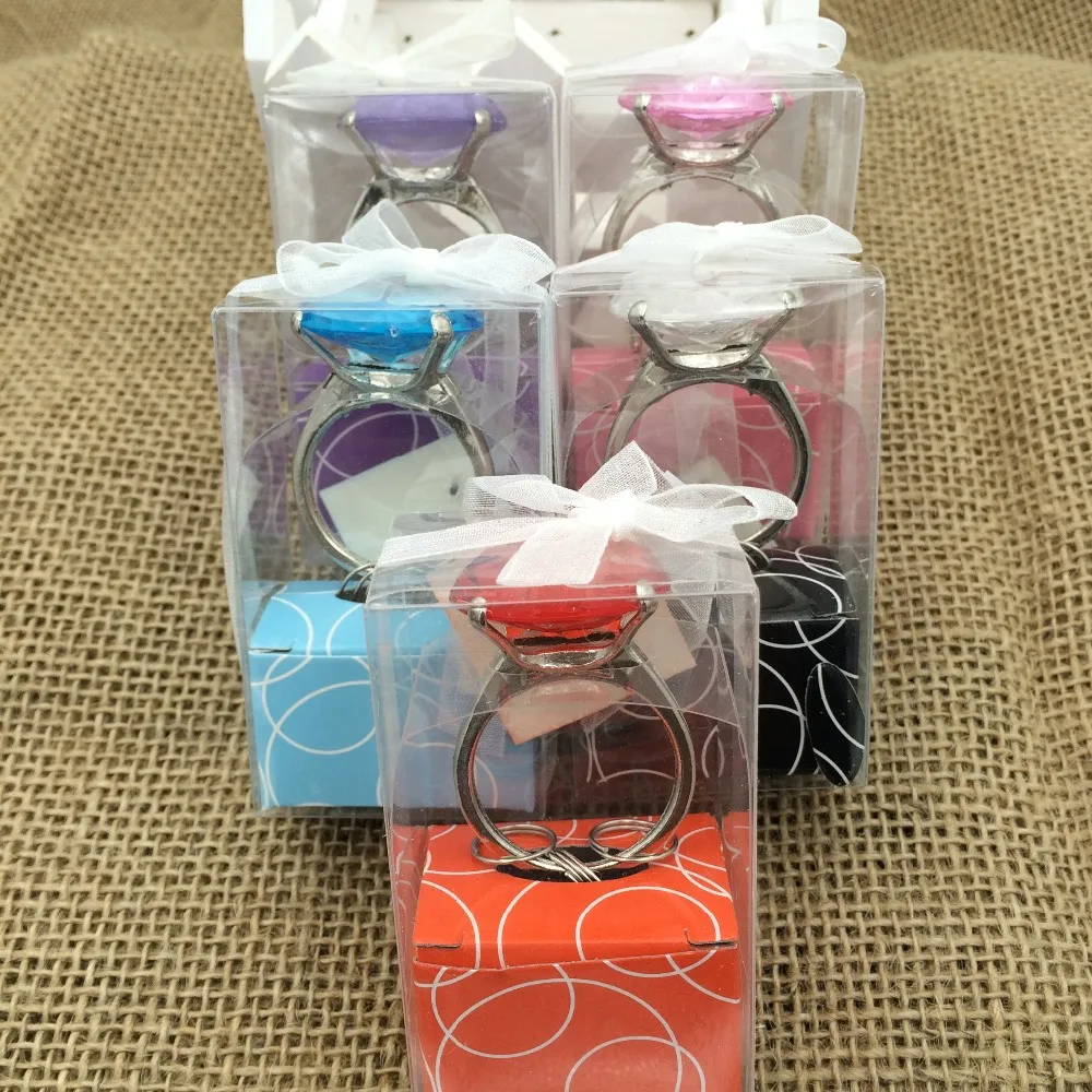 100 шт./лот кольцо для свадебной вечеринки с искусственным бриллиантом брелоки