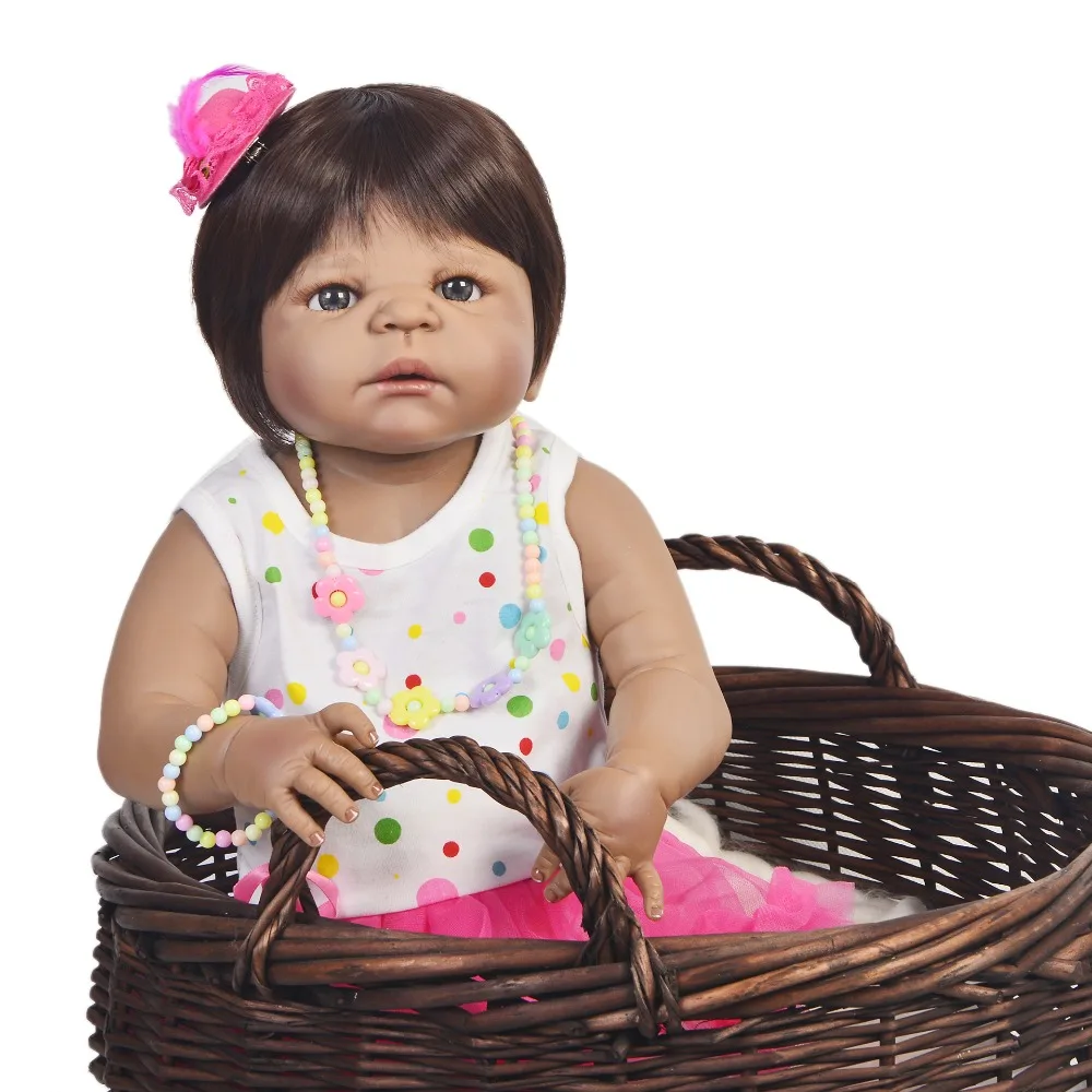 Кукла реборн 23 дюйма силиконовая кукла младенец с черной кожей Реалистичная