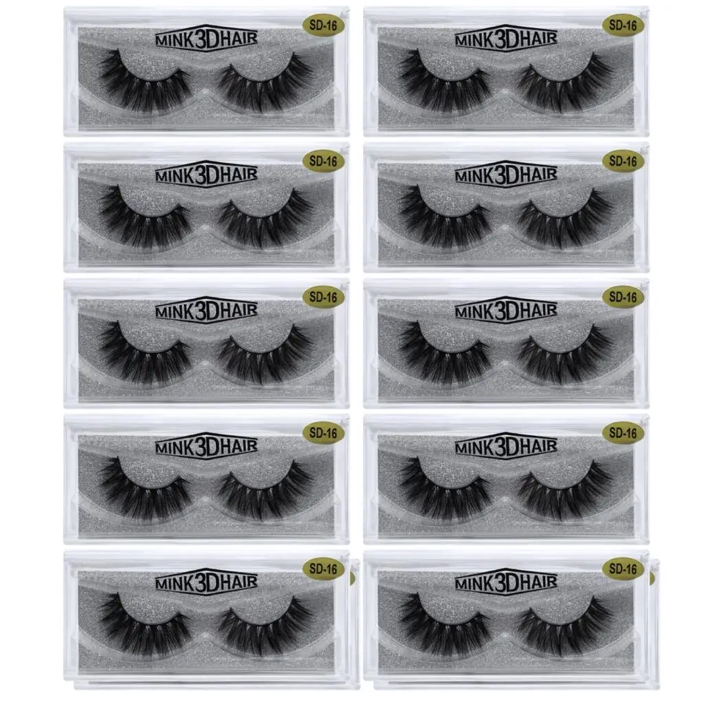 SD16(10Pairs) 10 пар норковых ресниц 3D ресницы из шерсти норки оптом норковые меховые ресницы ручной работы пересекающие натуральные норковые ресницы густые ресницы 17 видов стилей cilios - Цвет: SD16(10Pairs)