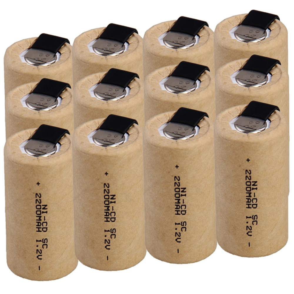 Самая низкая цена 12 шт SC батарея 1,2 v батареи перезаряжаемые 2200mAh nicd Батарея для электроинструментов akkumulator