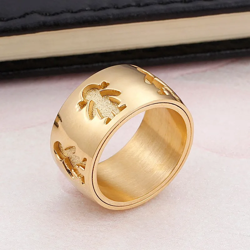 Gold Boy and Girl Kalen новые золотые кольца из нержавеющей стали для маленьких девочек и мальчиков 12 мм Ширина кольца для женщин хорошее качество обручальные кольца для семьи любовь - Цвет основного камня: Gold Boy and Girl