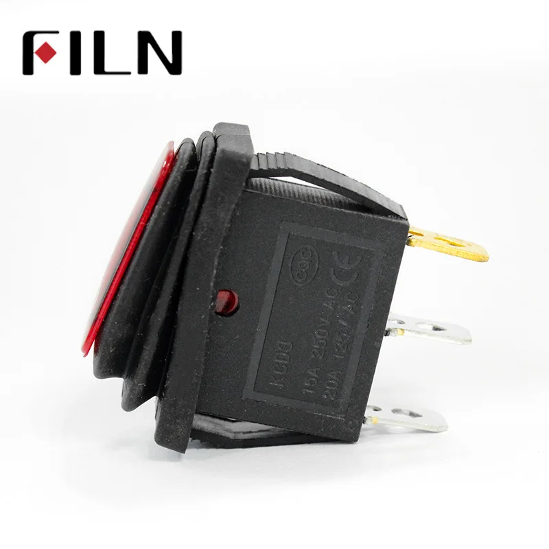 FILN KCD3 220V IP67 водонепроницаемый мини вкл/выкл тумблер 3 шпильки крышка автомобиля