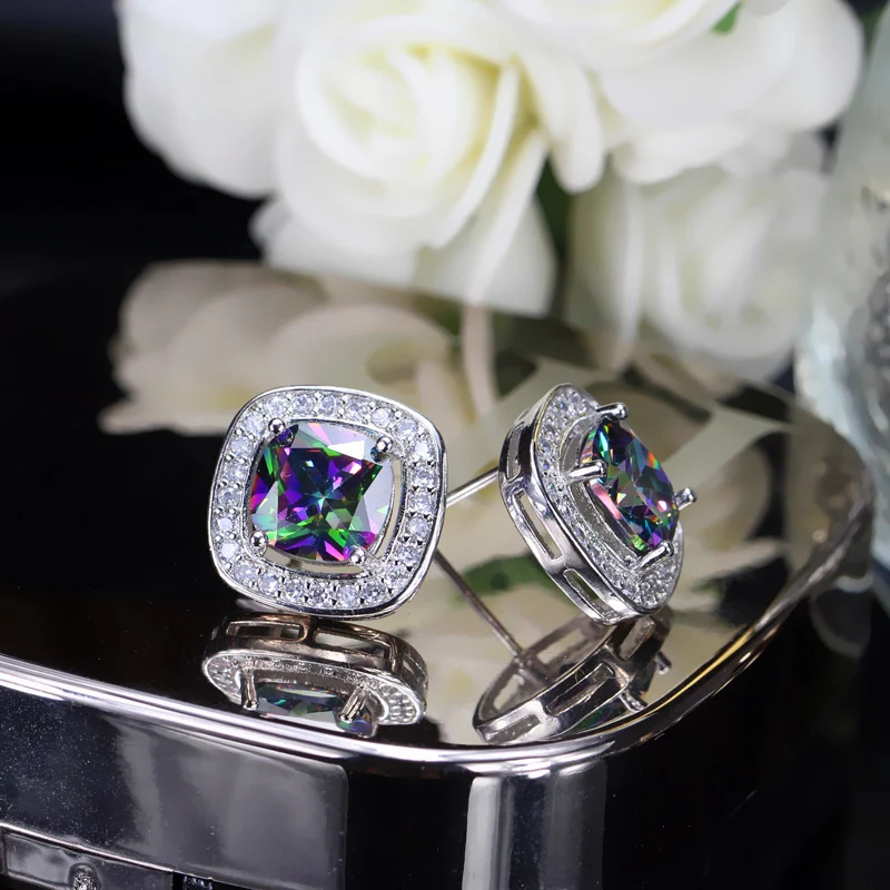 CWWZircons классические квадратные благородные мистические хрустальные серьги