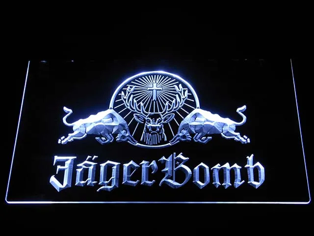 Светодиодный неоновый знак a233 Jagermeister Jager Bomb Bull Wine|Таблички и знаки| |