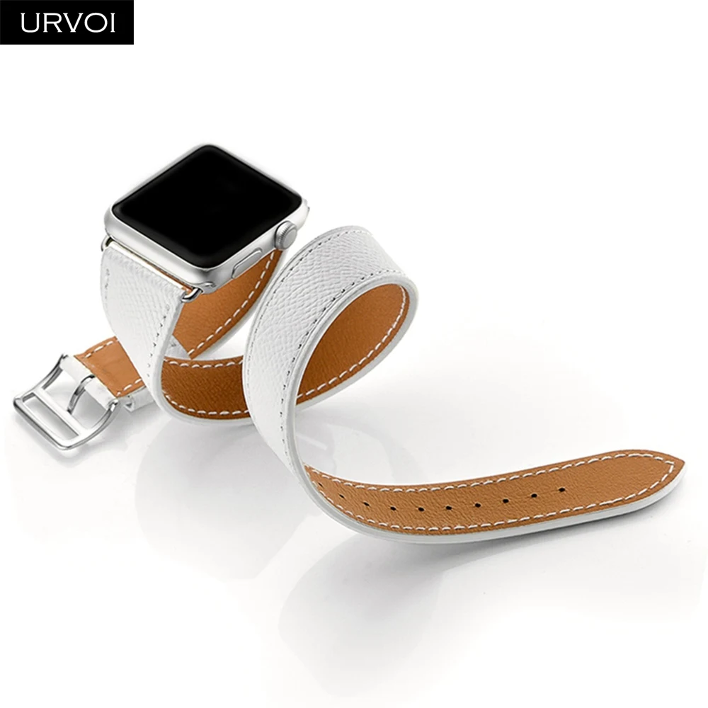 URVOI двойной тур группа для Apple Watch series 5 4 3 2 1 ремешок для iwatch сверхдлинный ремень высокого качества из натуральной кожи петлевой