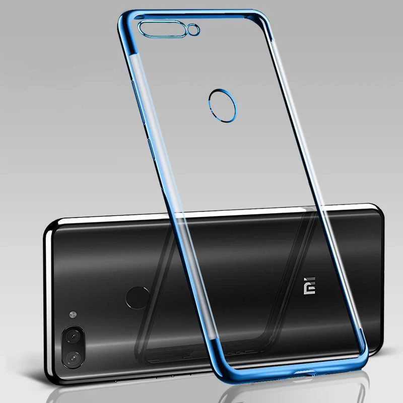 Синий Силиконовый чехол для Xiaomi Mi 8 Lite, чехол-бампер, прозрачный из ТПУ силиконовый чехол для задней панели, тонкий чехол для Xiaomi Mi 8 Lite, чехол - Цвет: Синий
