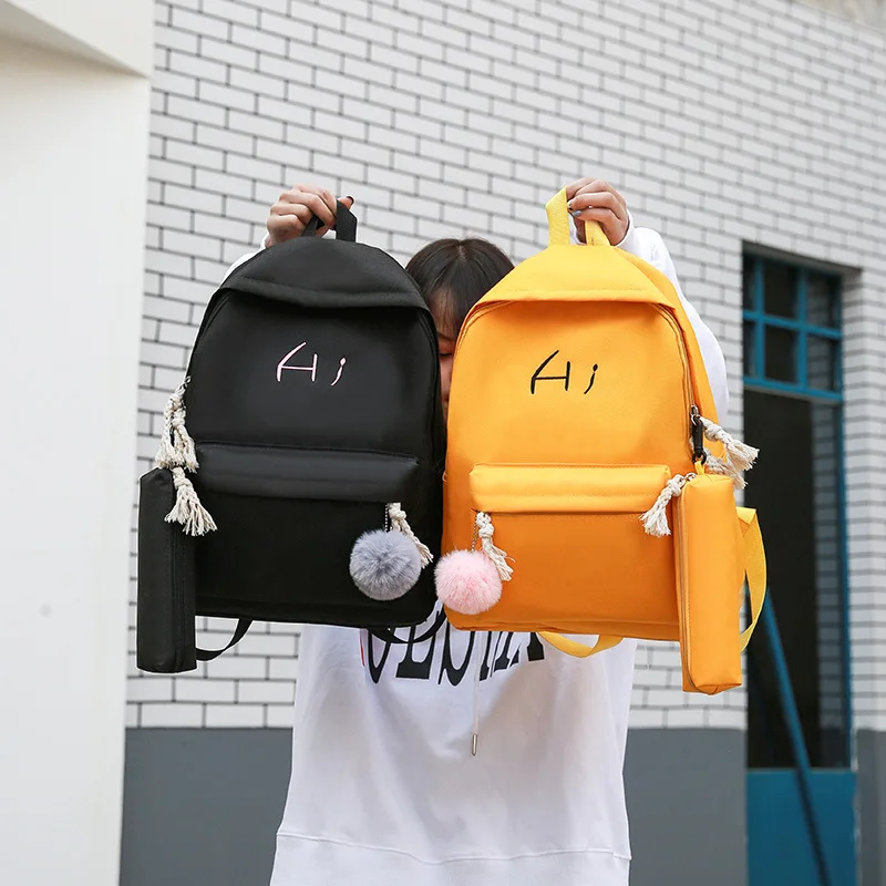 

DIOMO School Bags 4 Piece Set for Girls Teenagers Canvas Backpack Women Korean Cute Fashion Bagpack Female Schoolbags