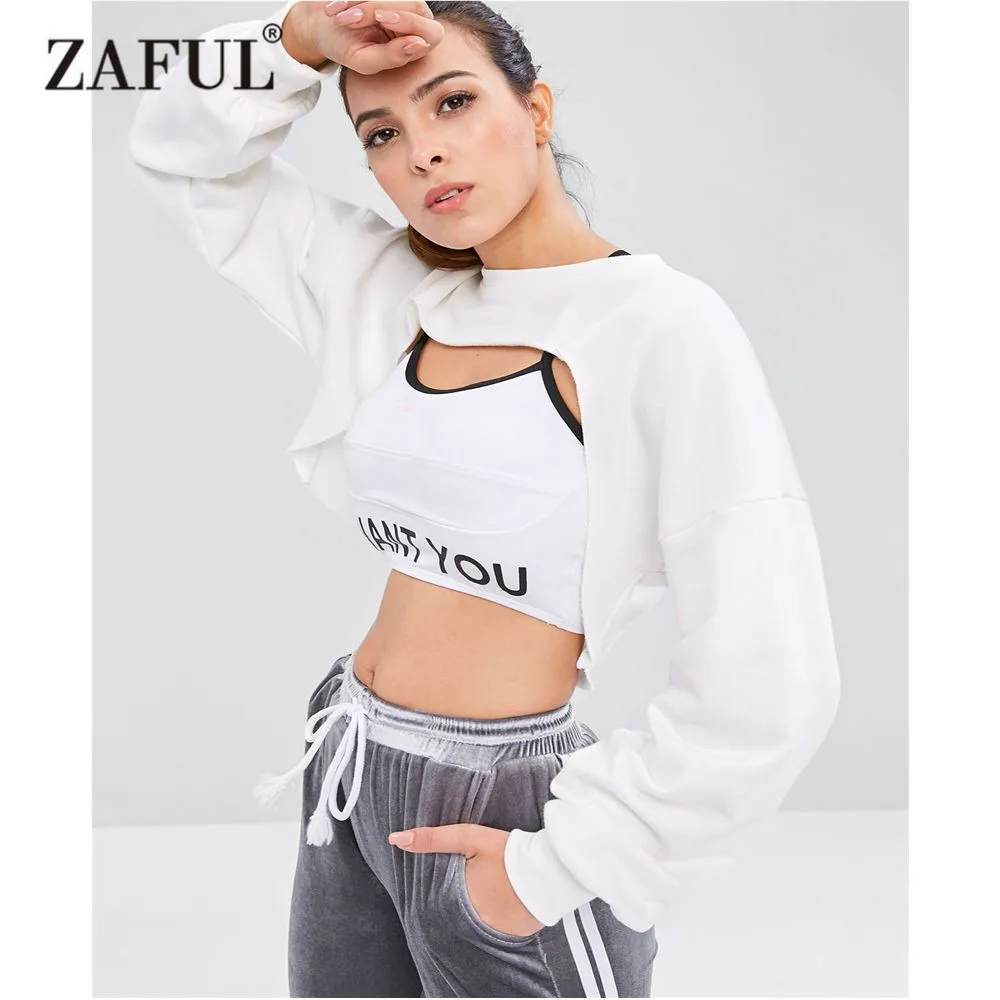Женские спортивные рубашки ZAFUL с вырезами необработанным краем Укороченный