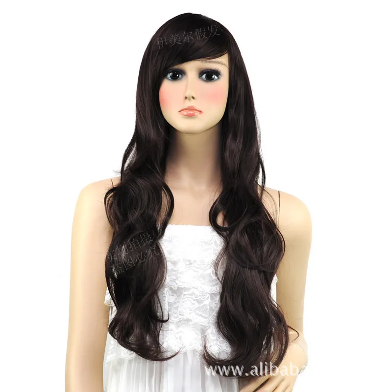 Limited Hair Wigs Ghoul Real Shot Female Fashion Wild European And American Air Oblique Bangs Long Curly Wig Cosplay S6031 |
