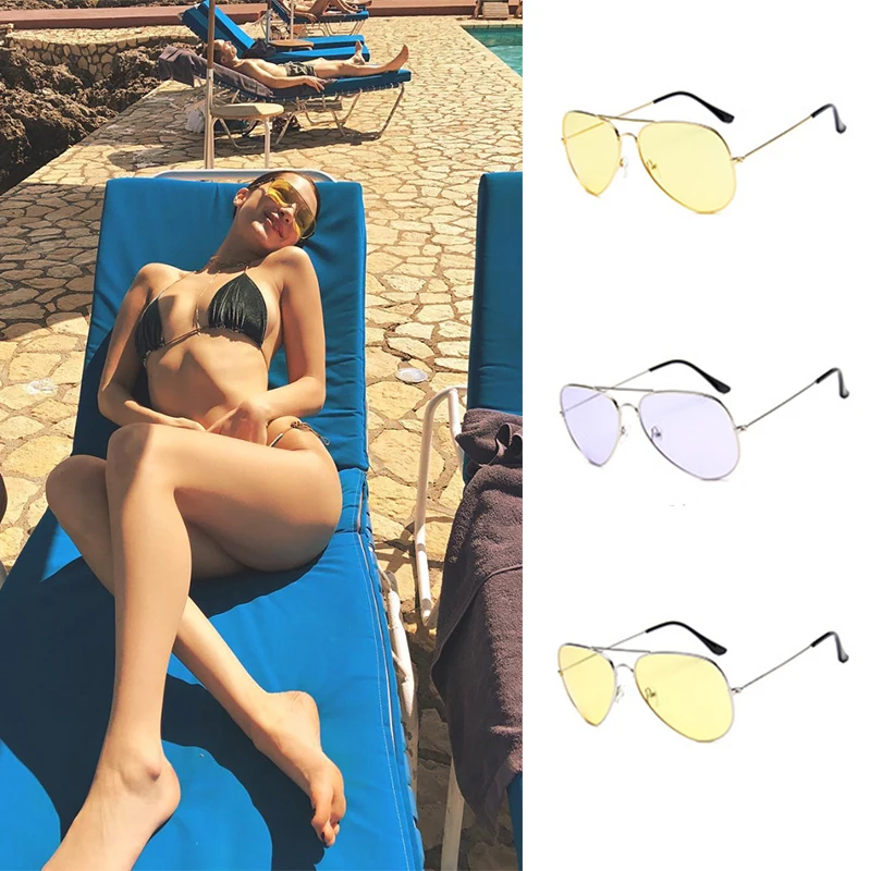 Прямая поставка солнцезащитные очки Dokly 2017 трендовые желтые затемненные линзы