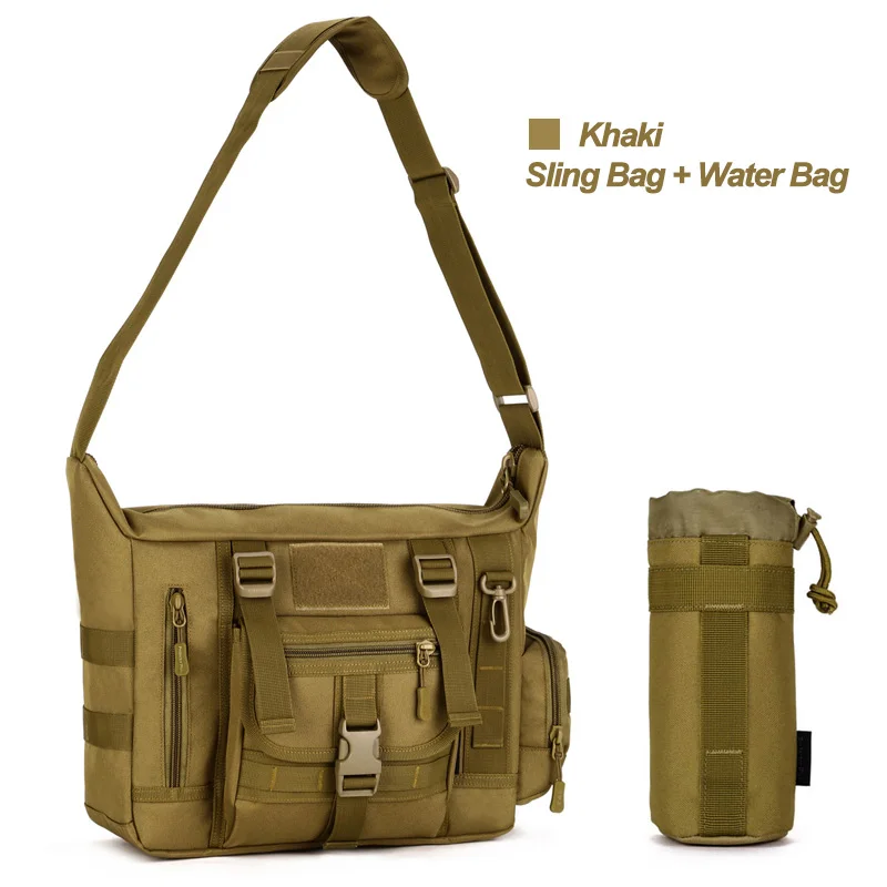 Khaki collocation Защитная плюс Мужская тактическая сумка на плечо, Мужская Уличная сумка-мессенджер для ноутбука 14 дюймов, водонепроницаемая военная сумка через плечо - Цвет: Khaki collocation
